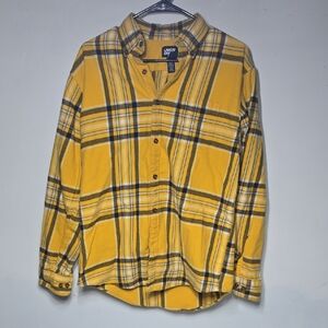 Lands' End Mustard Plaid Flannel Shirt